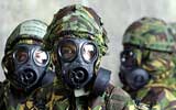 Gas mask soldiers, Kuwait